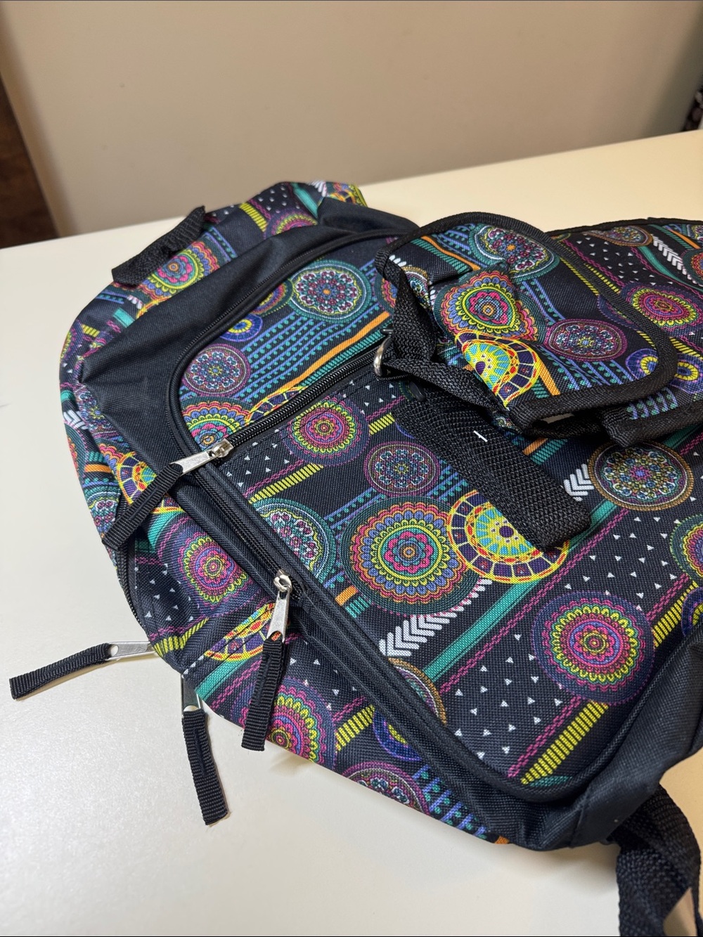 Multicolor Patterned Backpack Set - Black Base - Picture 6 of 11